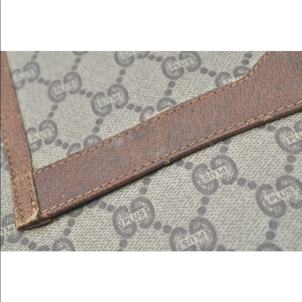 Auth GUCCI Plus Web Sherry Line GG Plus Shoulder Tote Bag PVC Leather Brown - Picture 5 of 13
